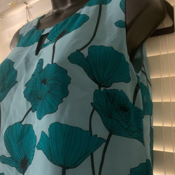 Cabi / XS / Teal Floral Tank Top Blouse - Picture 6 of 7